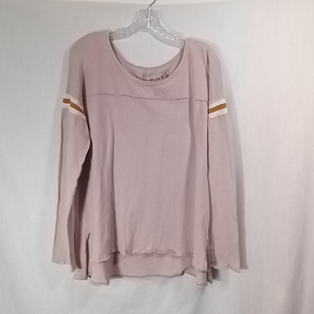 We The Free Pink with Shoulder Striped Long Sleeve Tee Size M
